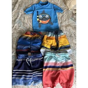 Lot Of Boys Swim Trunks And Rash Guard Old Navy, Cat & Jack, Carters, Kanu 2T